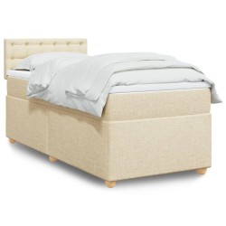 Sommier à lattes de lit avec matelas Crème 100x200 cm Tissu 