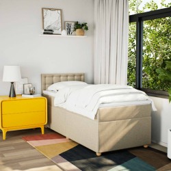 Sommier à lattes de lit avec matelas Crème 100x200 cm Tissu 