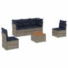 Salon de jardin 6 pcs avec coussins gris résine tressée 
