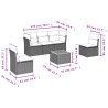 Salon de jardin 6 pcs avec coussins gris résine tressée 