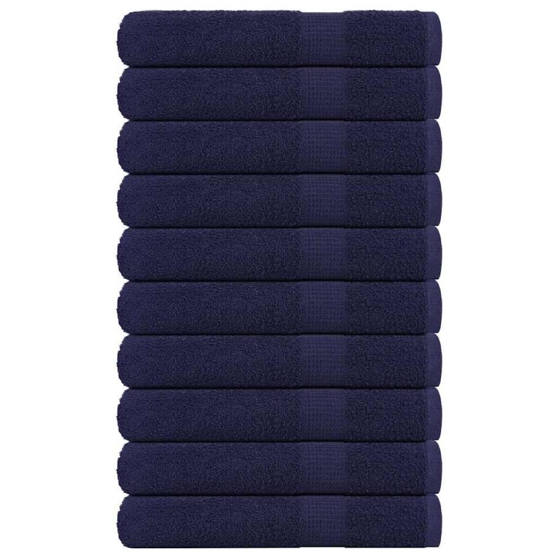 Serviettes de sauna 10 pcs bleu marine 80x200 cm 100% coton 