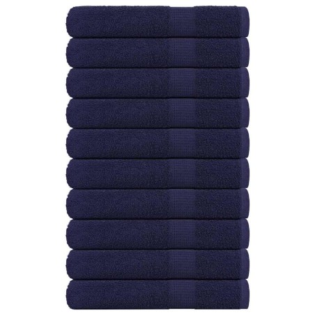 Serviettes de sauna 10 pcs bleu marine 80x200 cm 100% coton 