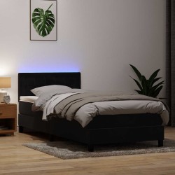 Sommier à lattes de lit avec matelas noir 100x210 cm velours 