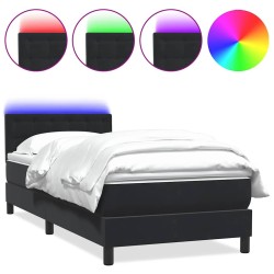 Sommier à lattes de lit avec matelas noir 100x210 cm velours 