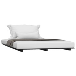 Cadre de lit sans matelas noir 120x190 cm bois de pin massif 