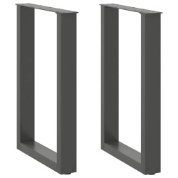 Pieds de table à manger en U 2 pièces Anthracite 50 x (72-73) cm Acier 