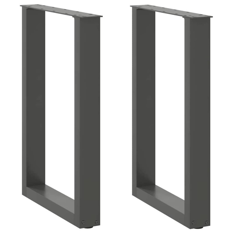 Pieds de table à manger en U 2 pièces Anthracite 50 x (72-73) cm Acier 
