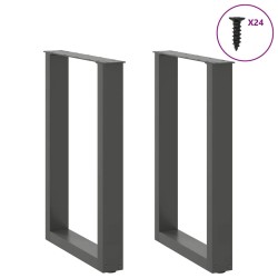 Pieds de table à manger en U 2 pièces Anthracite 50 x (72-73) cm Acier 