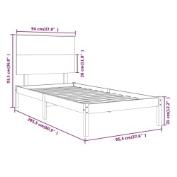 Cadre de lit sans matelas 90x200 cm bois de pin massif 