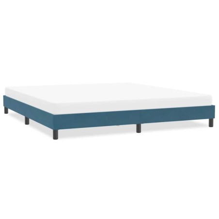 Cadre de lit sans matelas bleu foncé 200x210 cm velours 