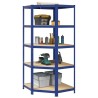 Étagère d'angle à 5 niveaux Bleu Acier et bois d'ingénierie 