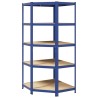 Étagère d'angle à 5 niveaux Bleu Acier et bois d'ingénierie 