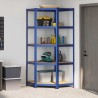 Étagère d'angle à 5 niveaux Bleu Acier et bois d'ingénierie 