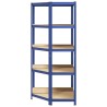 Étagère d'angle à 5 niveaux Bleu Acier et bois d'ingénierie 