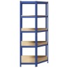 Étagère d'angle à 5 niveaux Bleu Acier et bois d'ingénierie 