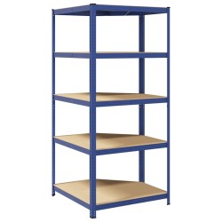 Étagère d'angle à 5 niveaux Bleu Acier et bois d'ingénierie 