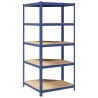 Étagère d'angle à 5 niveaux Bleu Acier et bois d'ingénierie 