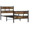 Cadre de lit en métal sans matelas chêne fumé 107x203 cm 