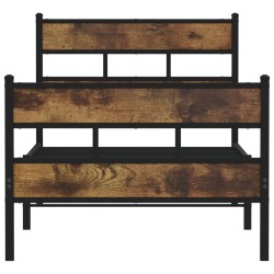 Cadre de lit en métal sans matelas chêne fumé 107x203 cm 