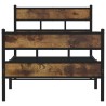 Cadre de lit en métal sans matelas chêne fumé 107x203 cm 