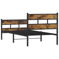 Cadre de lit en métal sans matelas chêne fumé 107x203 cm 