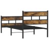 Cadre de lit en métal sans matelas chêne fumé 107x203 cm 