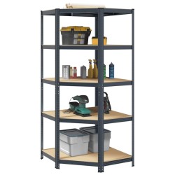 Étagère d'angle à 5 niveaux Anthracite Acier bois d'ingénierie 