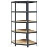 Étagère d'angle à 5 niveaux Anthracite Acier bois d'ingénierie 