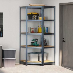 Étagère d'angle à 5 niveaux Anthracite Acier bois d'ingénierie 