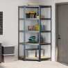 Étagère d'angle à 5 niveaux Anthracite Acier bois d'ingénierie 