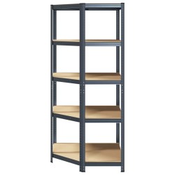 Étagère d'angle à 5 niveaux Anthracite Acier bois d'ingénierie 