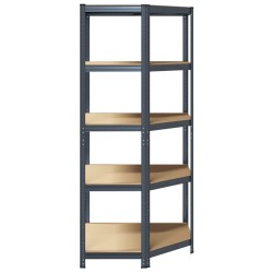 Étagère d'angle à 5 niveaux Anthracite Acier bois d'ingénierie 