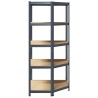 Étagère d'angle à 5 niveaux Anthracite Acier bois d'ingénierie 