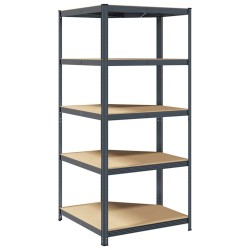 Étagère d'angle à 5 niveaux Anthracite Acier bois d'ingénierie 