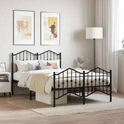 Cadre de lit métal sans matelas avec pied de lit noir 120x190cm 
