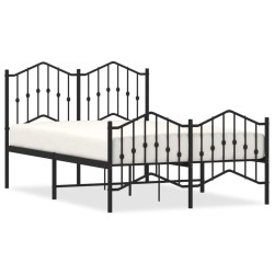 Cadre de lit métal sans matelas avec pied de lit noir 120x190cm 