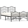 Cadre de lit métal sans matelas avec pied de lit noir 120x190cm 