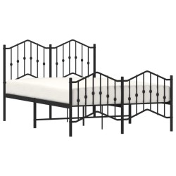 Cadre de lit métal sans matelas avec pied de lit noir 120x190cm 