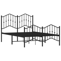 Cadre de lit métal sans matelas avec pied de lit noir 120x190cm 