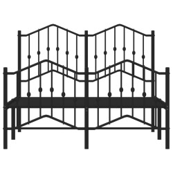 Cadre de lit métal sans matelas avec pied de lit noir 120x190cm 