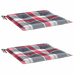 Coussins de chaise de jardin lot de 2 carreaux rouges 50x50x3cm 