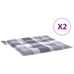 Coussins de chaise de jardin lot de 2 carreaux gris 50x50x3 cm 