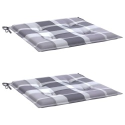 Coussins de chaise de jardin lot de 2 carreaux gris 50x50x3 cm 