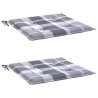 Coussins de chaise de jardin lot de 2 carreaux gris 50x50x3 cm 