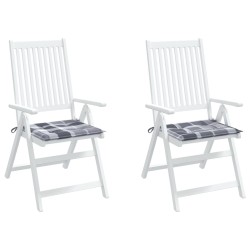 Coussins de chaise de jardin lot de 2 carreaux gris 50x50x3 cm 