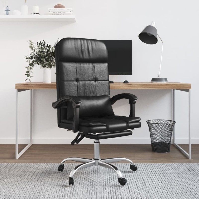 Fauteuil de massage inclinable de bureau Noir Similicuir 