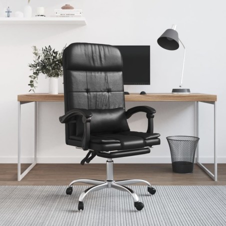Fauteuil de massage inclinable de bureau Noir Similicuir 