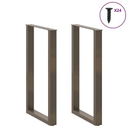 Pieds de table de bar en forme de U, 2 pièces, acier naturel, 60 x (100-101) cm 