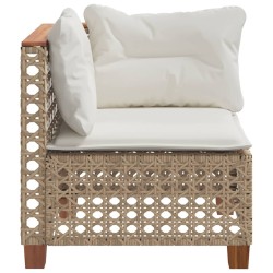 Canapé d'angle de jardin avec coussins beige résine tressée 