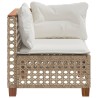 Canapé d'angle de jardin avec coussins beige résine tressée 